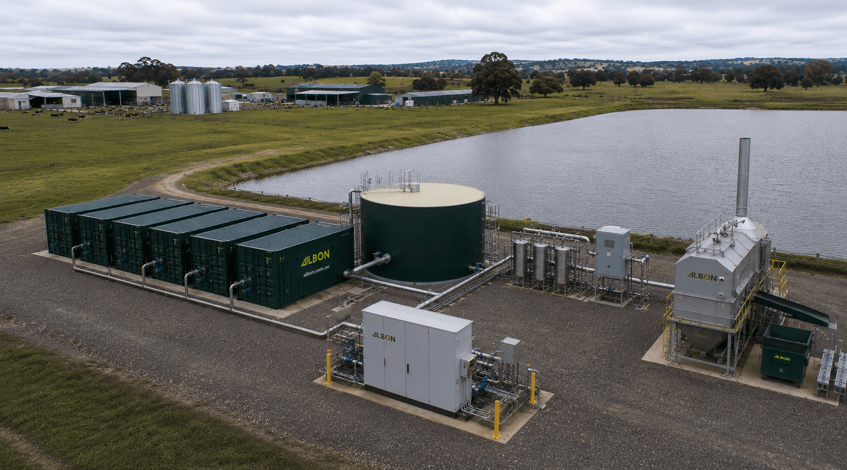 Aerial view of ALBON system deployed at industrial site
